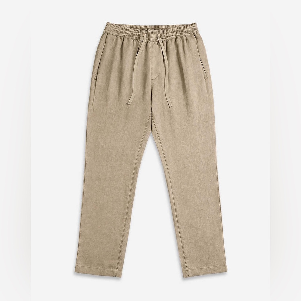 Men's Casual Beige Linen Pants